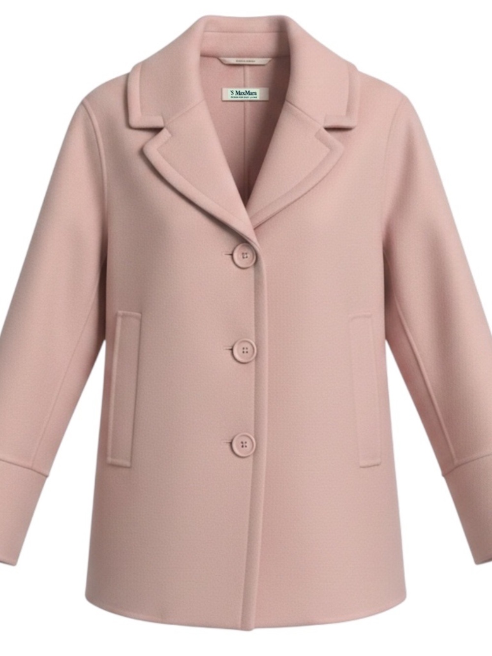 MAX MARA S COLLECTION LIGHT PINK BUTTON FRONT WOOL COAT